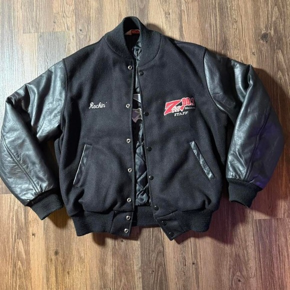Vintage Empire Z99.1 Rock Dallas Staff Letterman Jacket‎ Medium Leather Sleeve - Picture 1 of 8